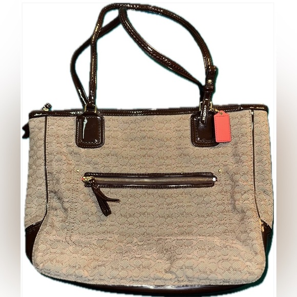 Coach Handbags - Coach Signature Canvas Tan & Brown Poppy Tote, GUC
